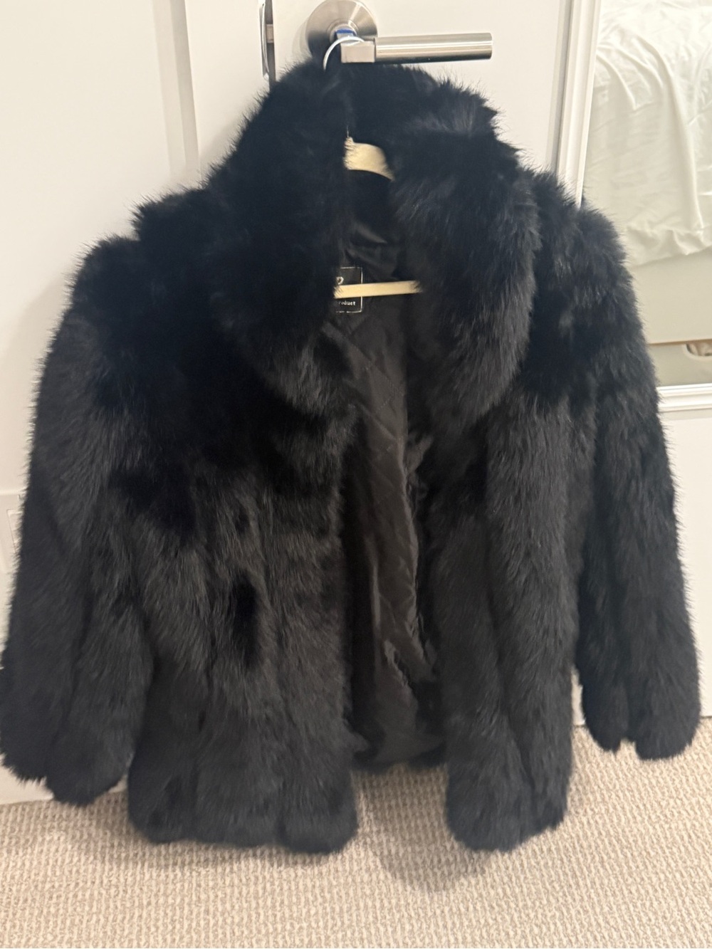 Black Faux Fur Teddy Jacket - Women's Plush Coat